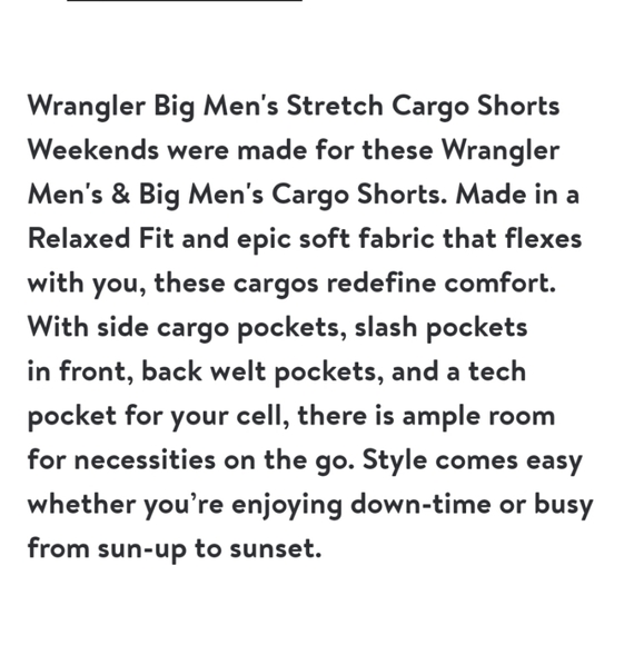 NWT Men's Wrangler Stretch Cargo Shorts - Picture 4 of 5